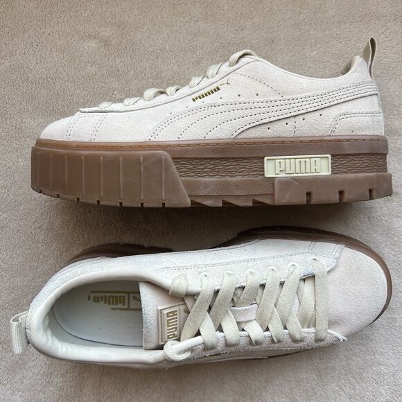 Puma Mayze Alpine Snow Cream Brushed Suede Platform Sneaker Women 8.5 Athleisure - Picture 15 of 15